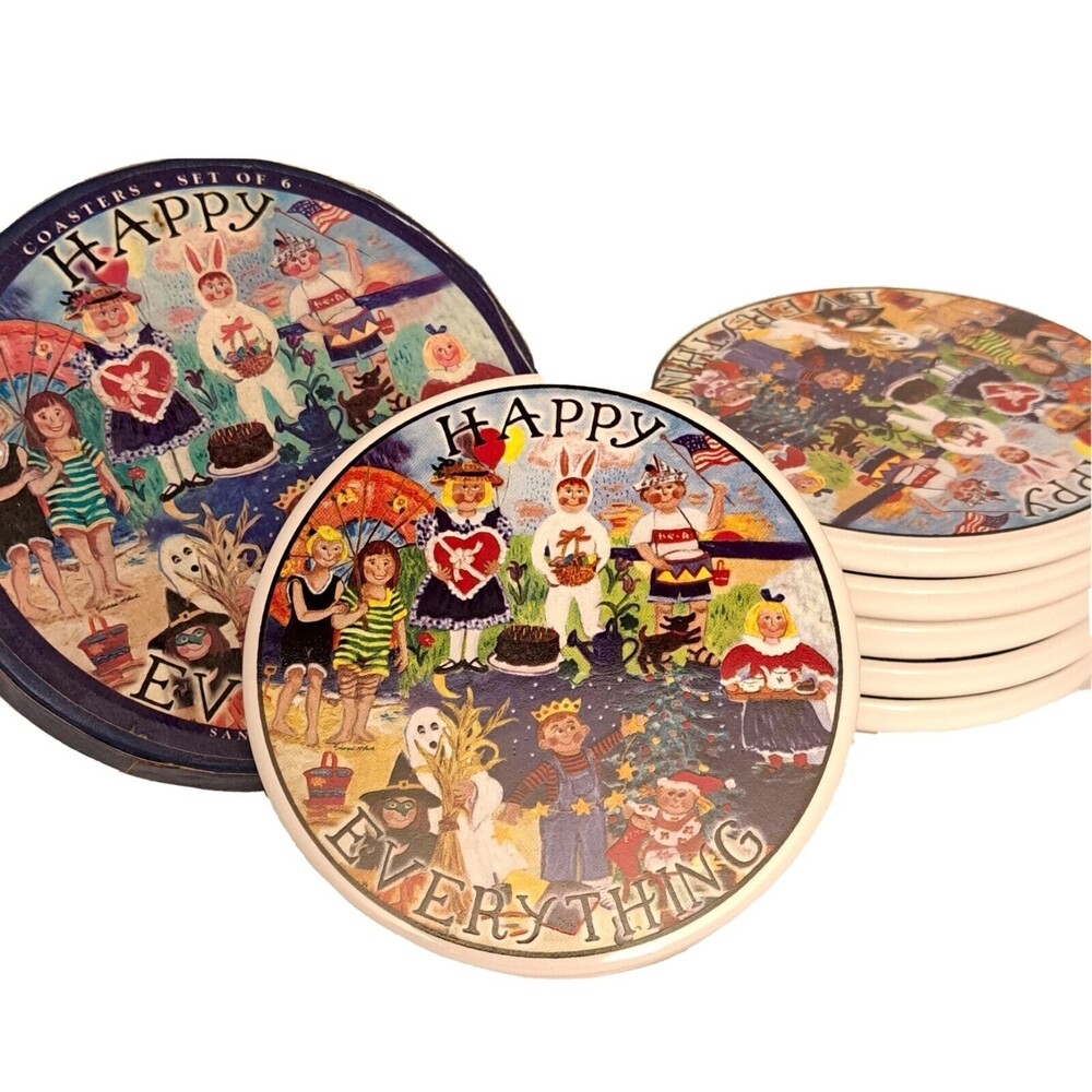 Melissa Mcleod Santa Barbara Ceramic Coasters Happy Everything Full Set of 6
